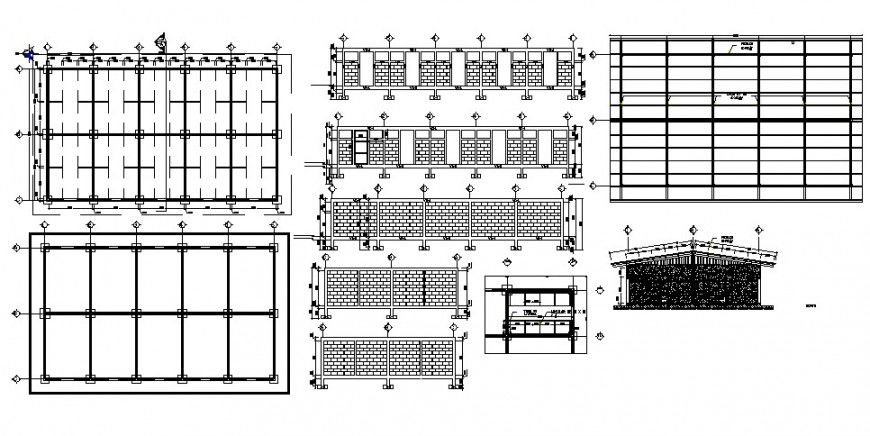 Column and its construction detail of school in auto cad file