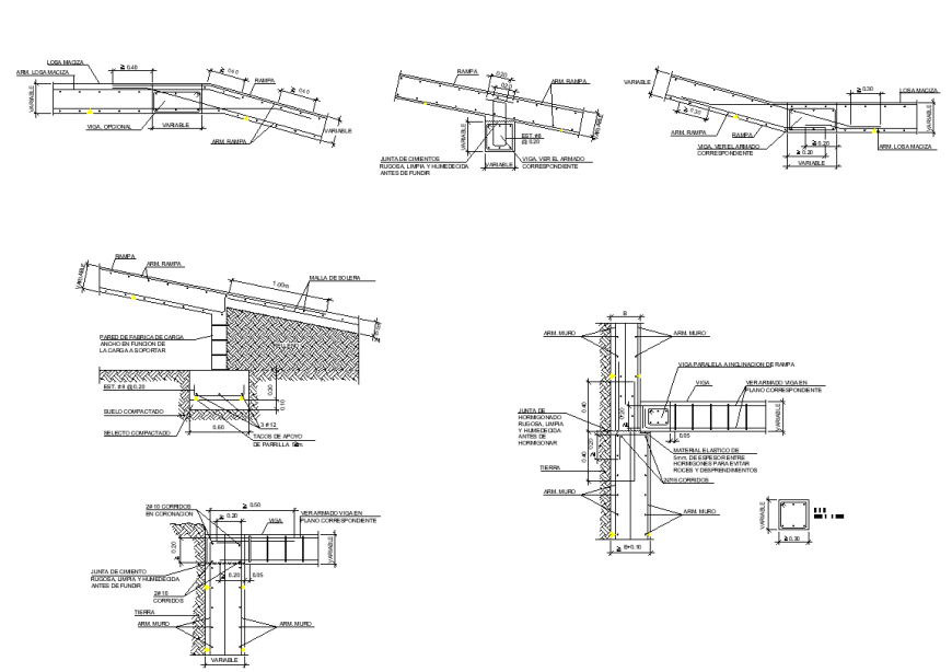 Column and slab connection layout 2d view structure autocad file