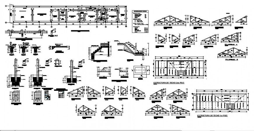 Column and stair plan and elevation for house in auto cad