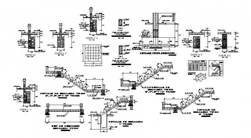 Column and staircase construction detail 2d view CAD construction unit layout file in autocad format