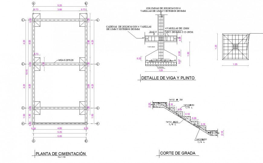 Column and staircase construction detail 2d view CAD structure block autocad file