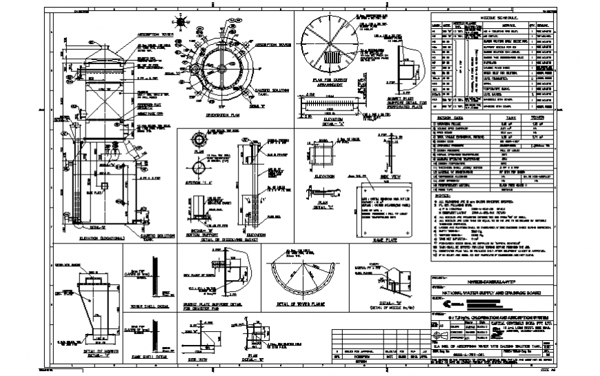 Column and tank section detail autocad file