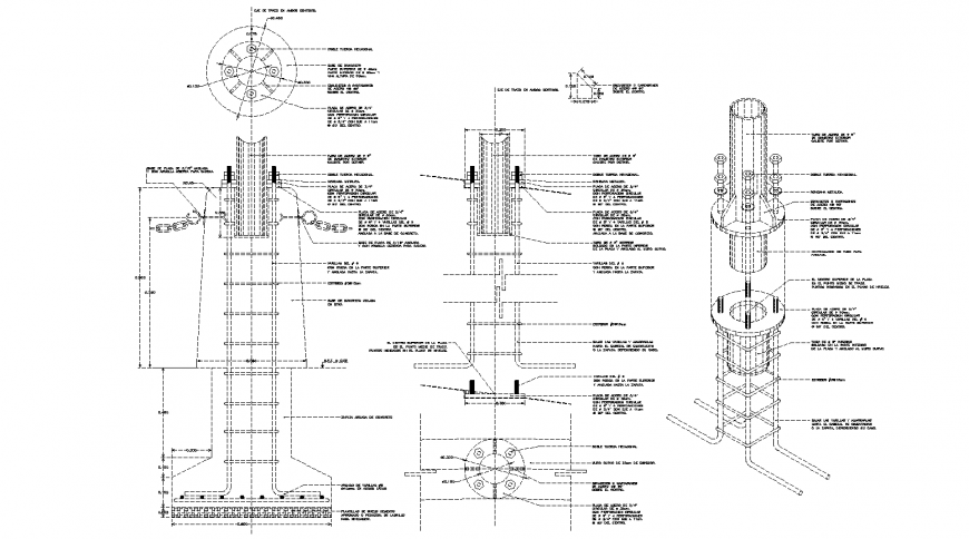 Column base detail in dwg AutoCAD file.