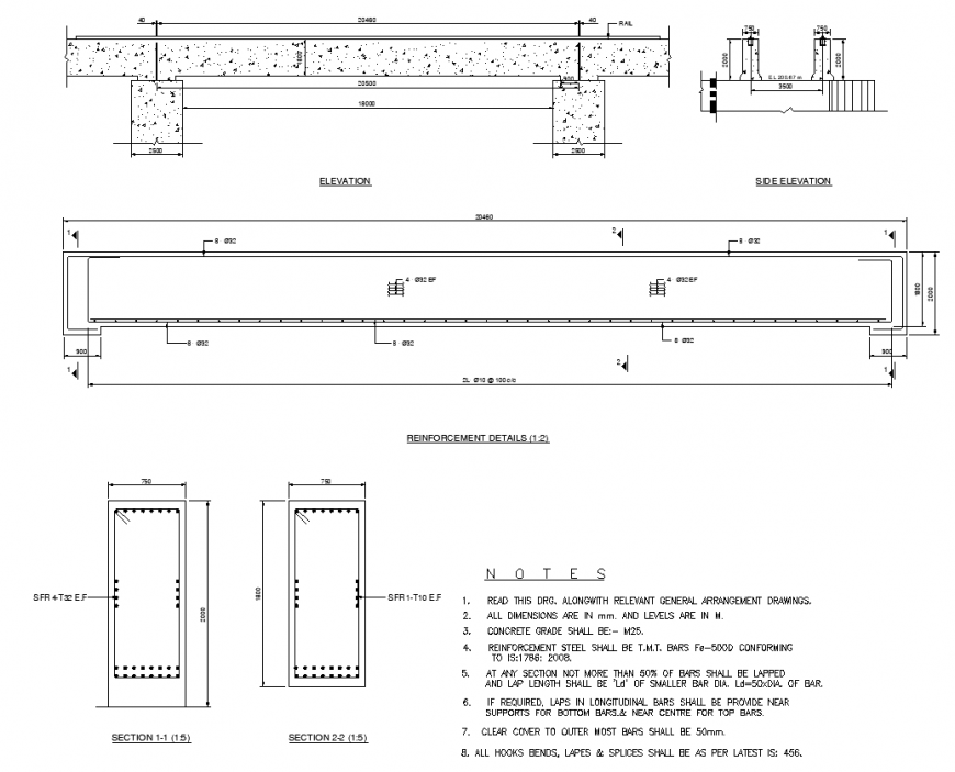 Column beam reinforcement detail elevation and plan dwg file