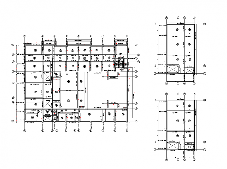 Column beam structure layout 2d view autocad file