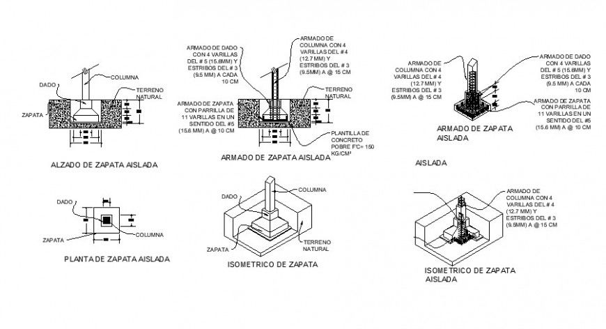 Column construction and structure cad drawing details dwg file