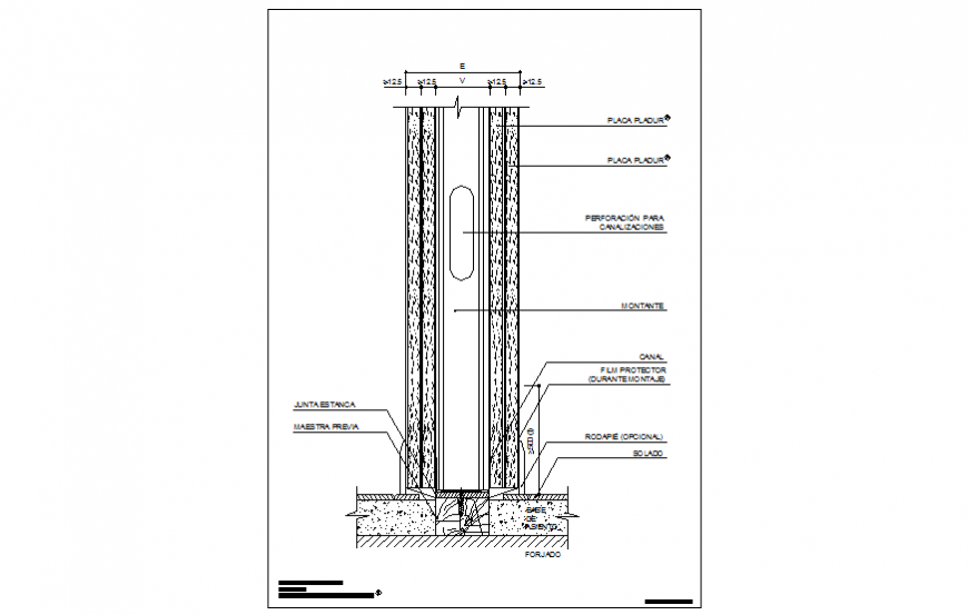 Column construction detail drawing in dwg file.