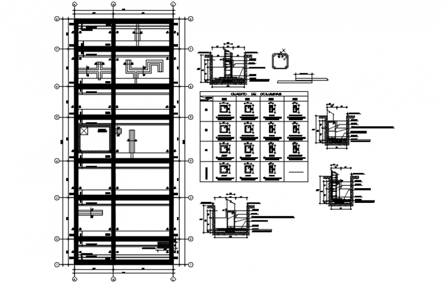 Column construction installation plan drawings 2d view autocad file