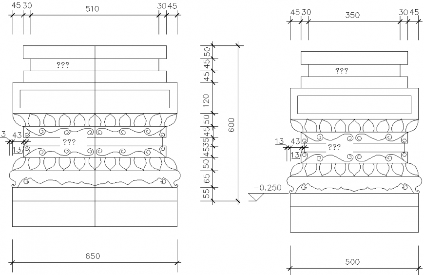 Column design detail drawing in dwg file.