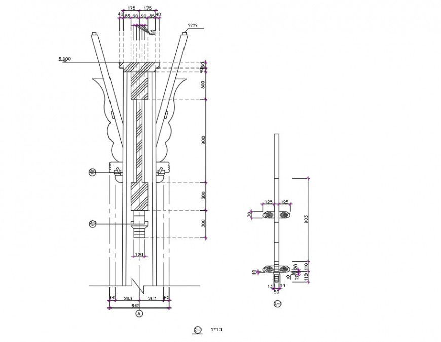 Column design plan and section detail