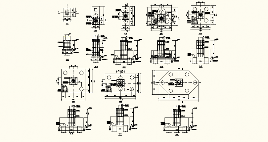 Column detail elevation and plan dwg file