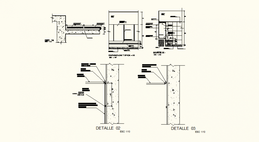 Column detail elevation and plan layout file