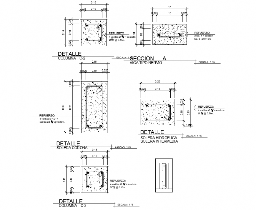 Column details in dwg file.