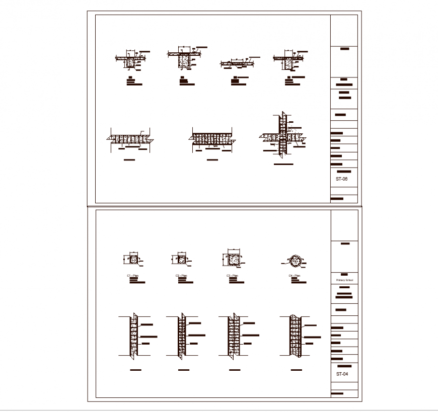 Column different design with plan and elevation dwg file