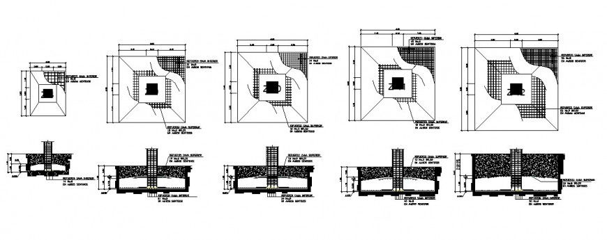 Column footing detail drawing in dwg AutoCAD file.