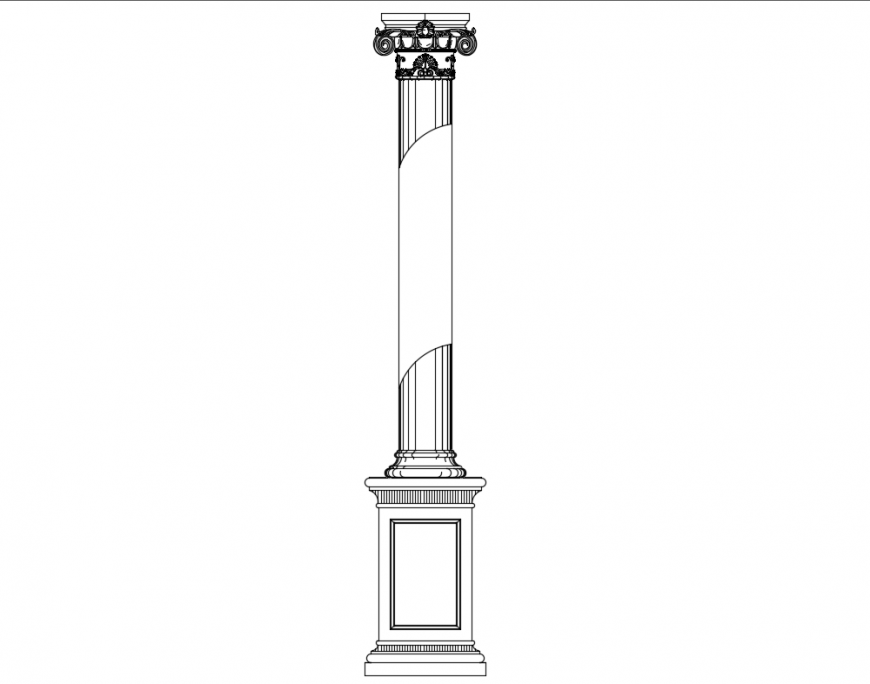 Column front view elevation cad block design dwg file