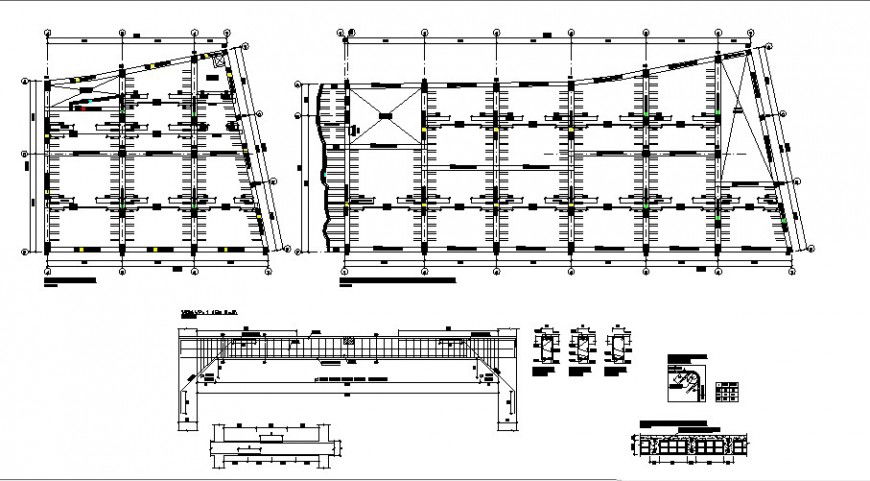 Column installation plan and structural detail 2d view dwg file