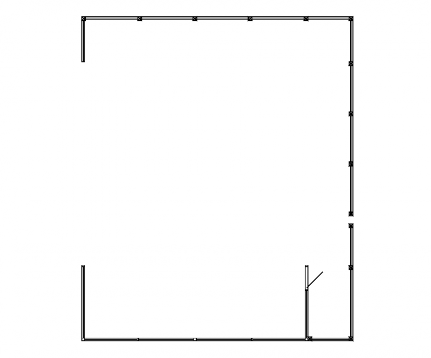 Column mounting position with construction detail in plan dwg file