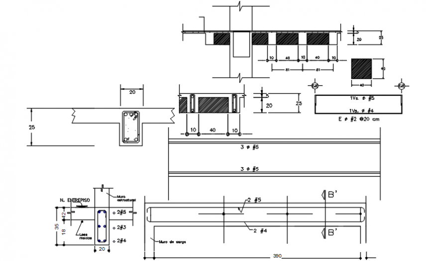 Column section, structure and construction cad drawing details dwg file