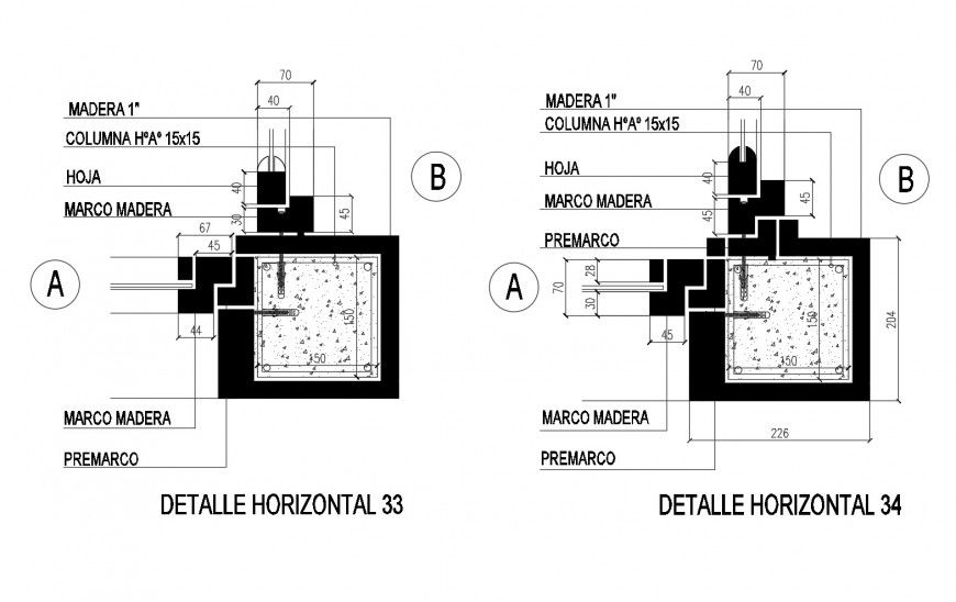 Column section and construction auto-cad drawing details dwg file