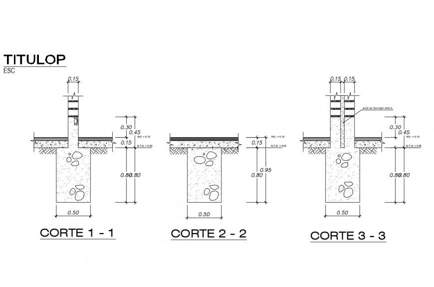Column section and construction cad drawing details dwg file
