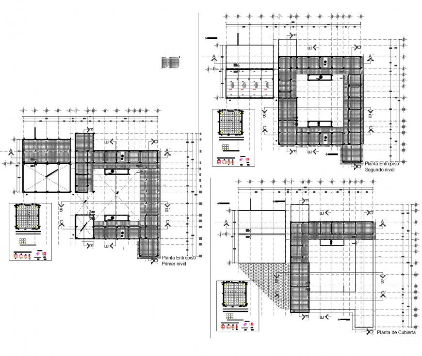 Column section and hatching plan dwg file