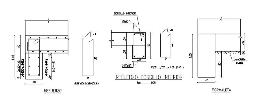 Column sections, joints and structure drawing details dwg file