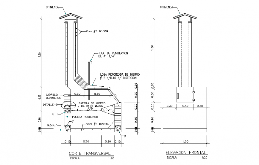 Column Structure Cross Section & Steel Bar detail