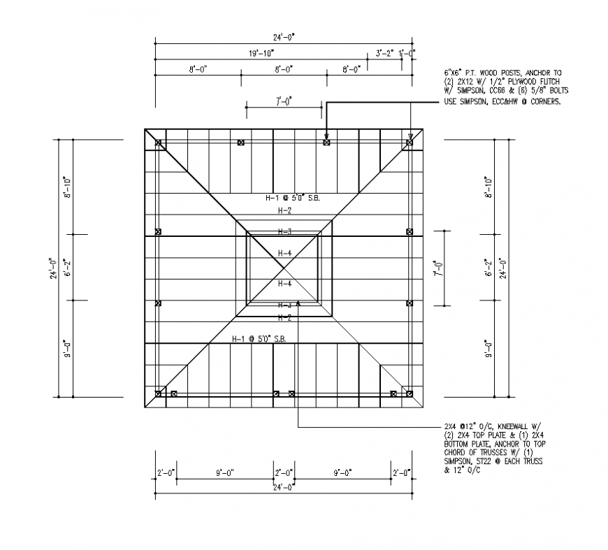 Column structure detail plan layout 2d view autocad file