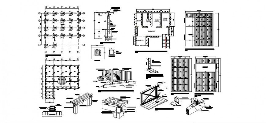 Column structure plan and other construction unit layout file in autocad format
