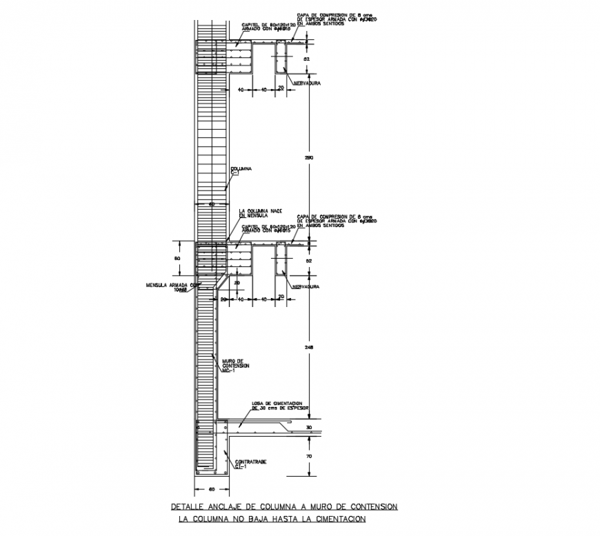 Column support elevation with construction view dwg file