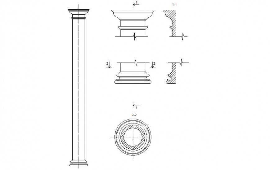 Column supporters details elevation 2d view in autocad