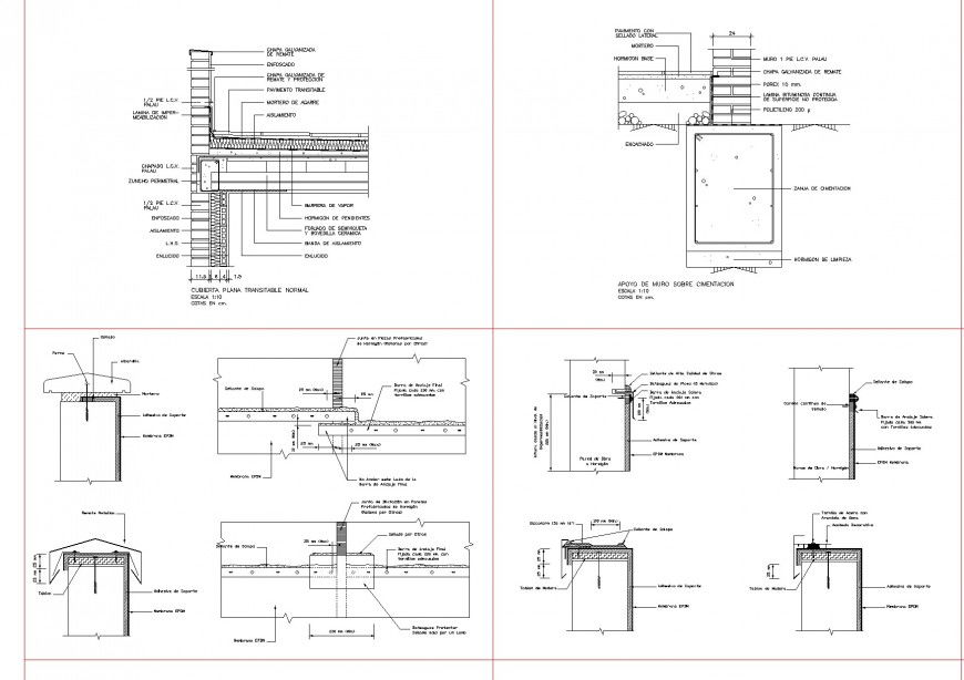 Column to wall section plan layout file