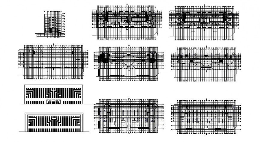 Column view in floor plan and elevation of hotel in auto cad software