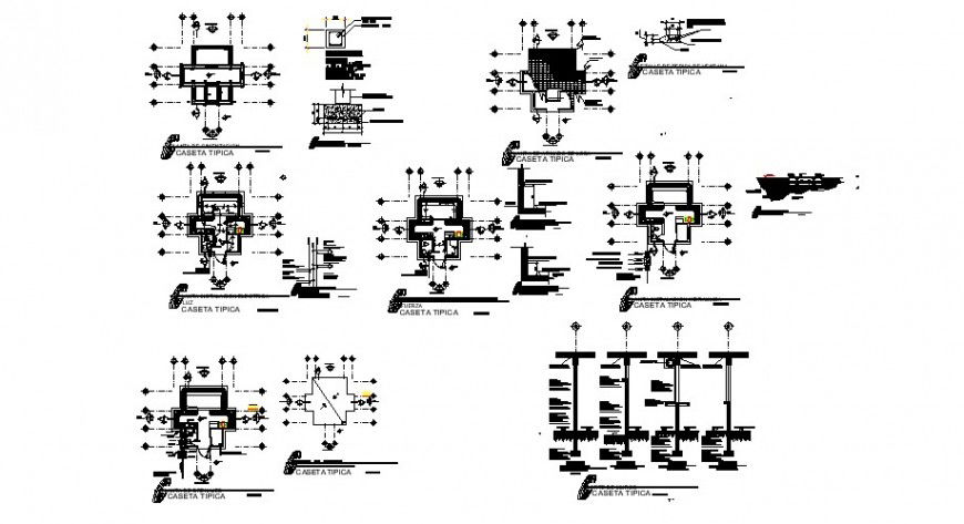 Column view with its construction detail in auto cad