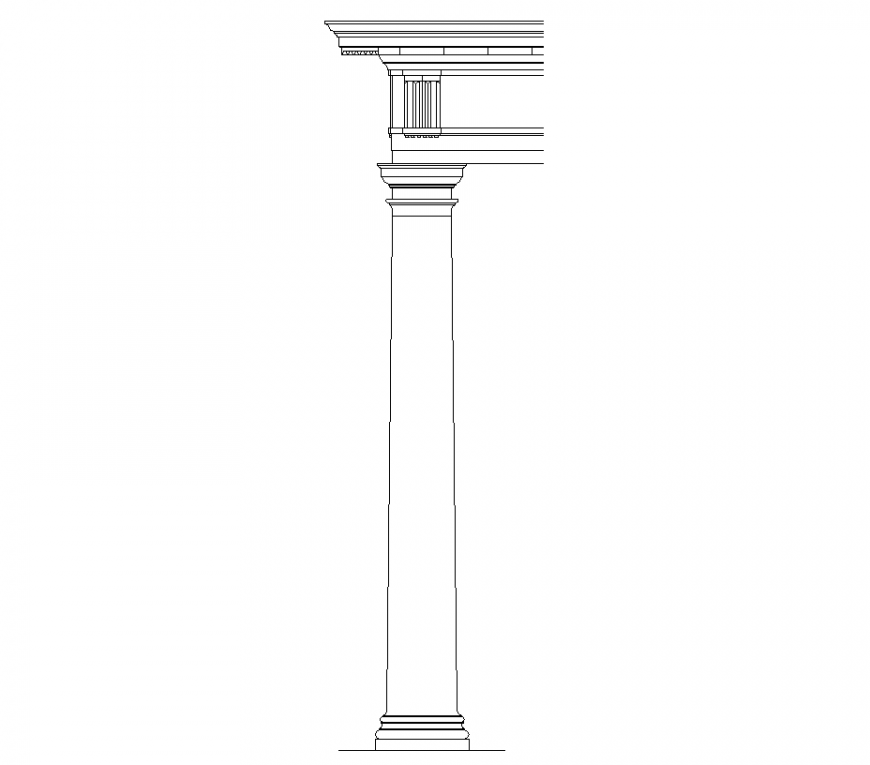 Column with balcony area of interior design dwg file