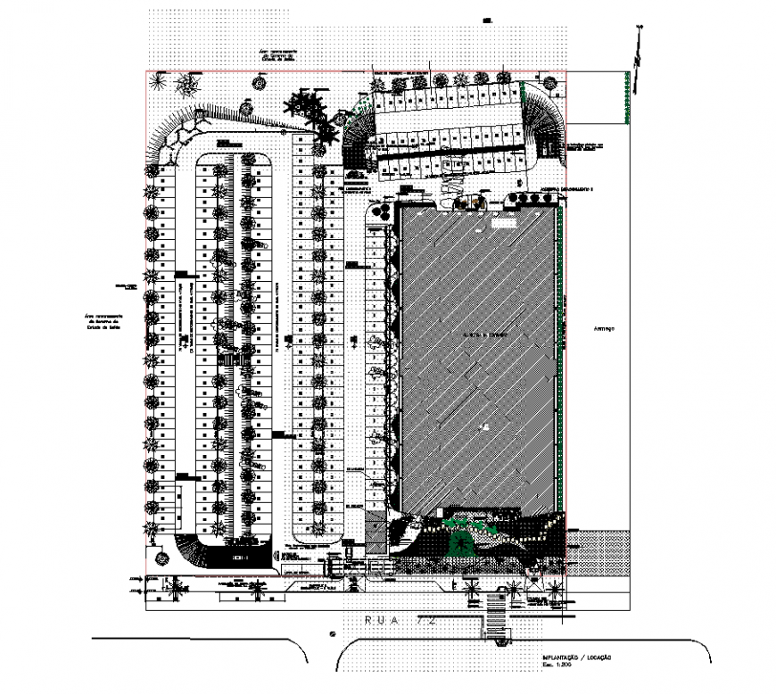 Commerce building complex structure detail 2d view layout plan in dwg format