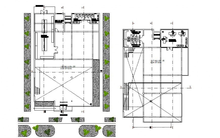 Commerce building drawings details 2d view dwg autocad file