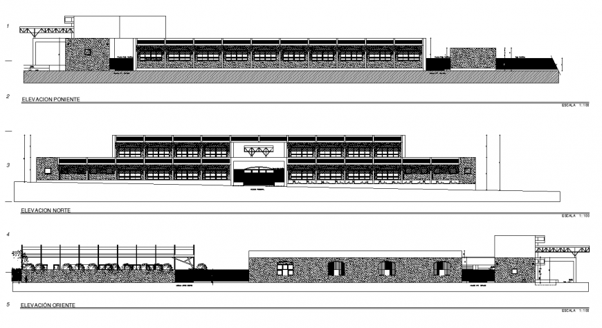 Commerce building structure detail elevation 2d view layout autocad file