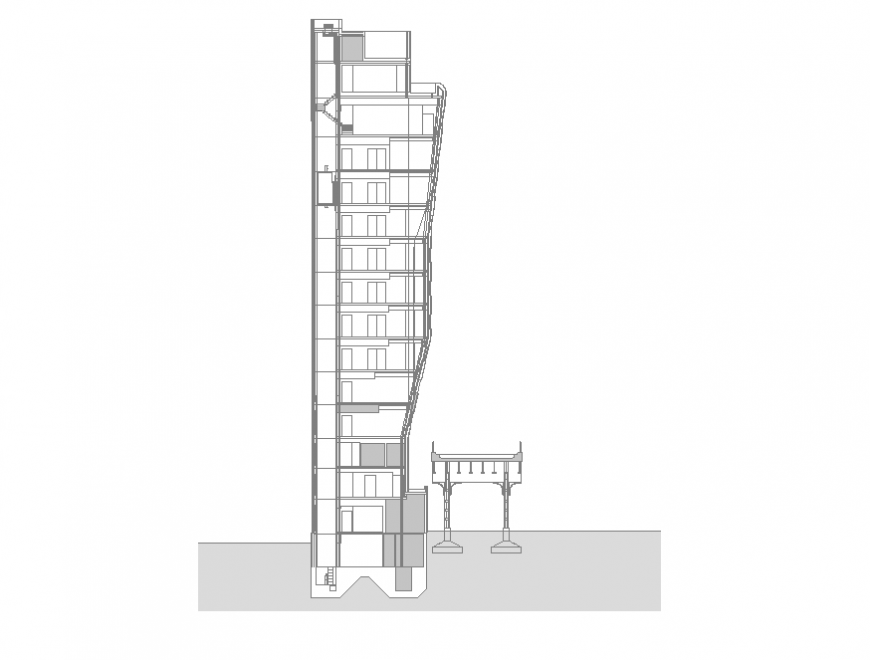 Commerce building structure detail elevation 2d view layout dwg file