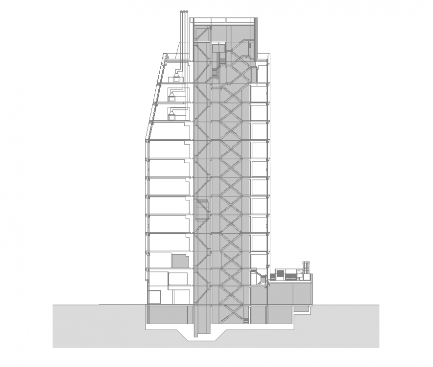 Commerce building structure detail elevation 2d view layout file