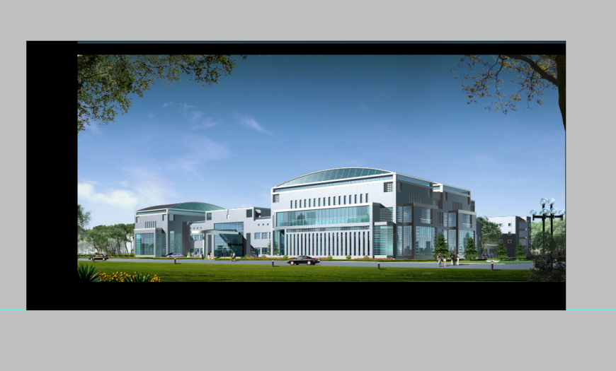 Commerce hub building detail 3d model elevation PSD file