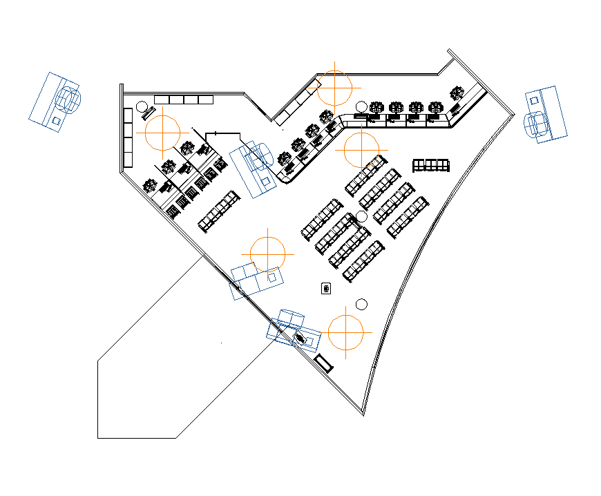 Commercial building plan layout 2d view dgw file