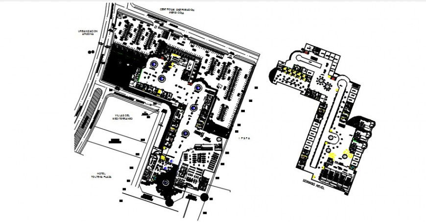 Commercial and shopping center floor plan distribution drawing details dwg file