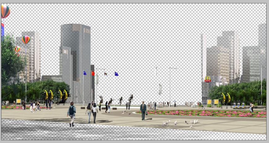 Commercial area detail 3d model elevation photo shop file