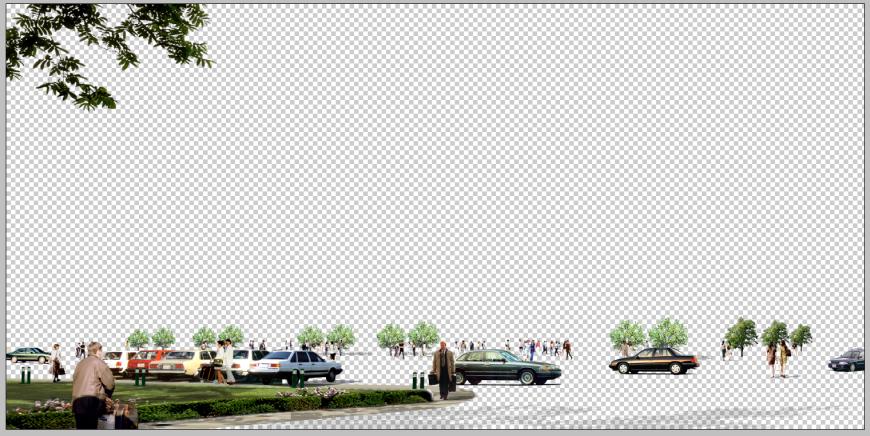 Commercial area parking detail elevation 3d model PSD file