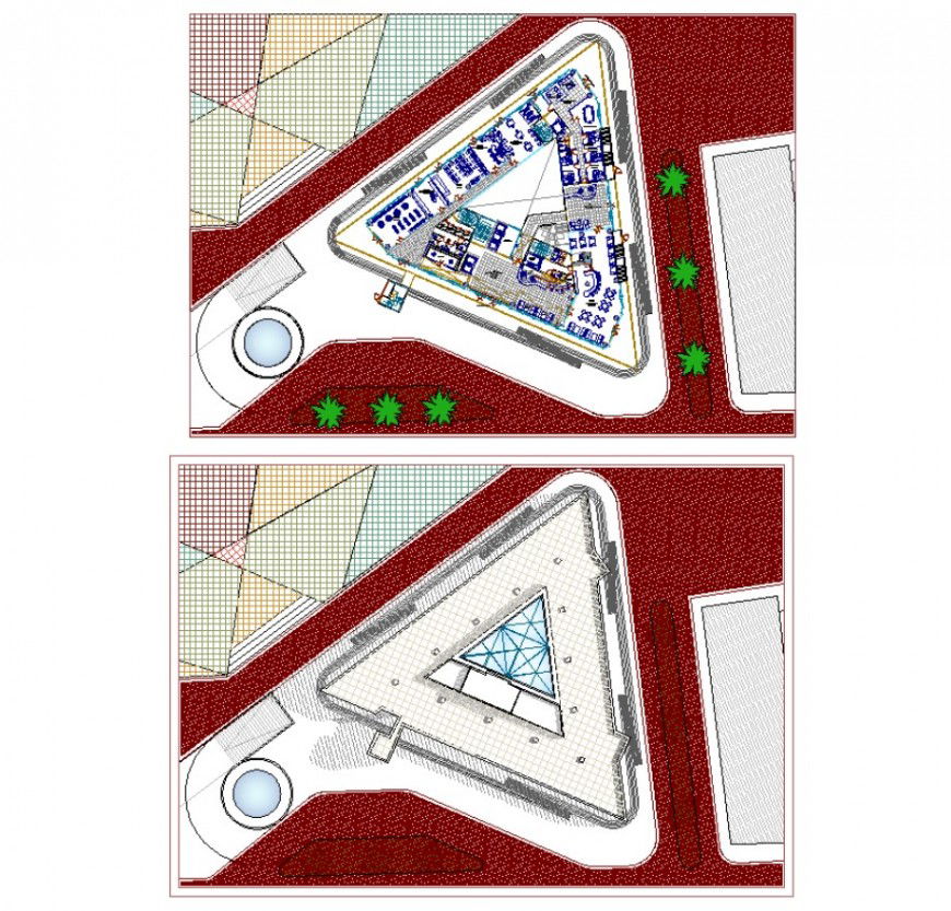 Commercial building and area detail 2d view layout plan