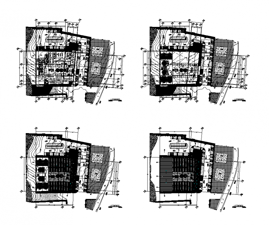Commercial building complex detail plan 2d view dwg file