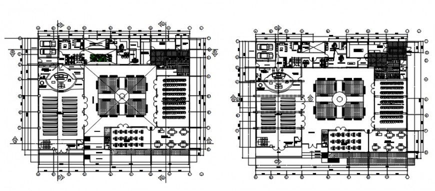 Commercial building complex top view plan details