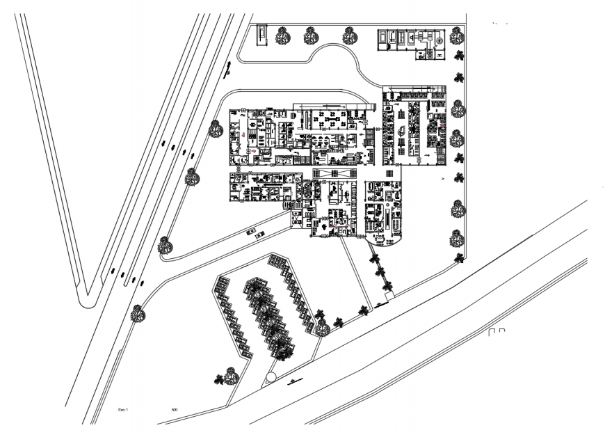 Commercial building detail 2d view layout file in dwg format